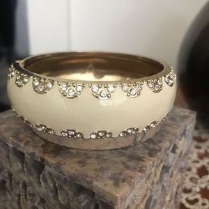 Ivory enameled hinged cuff bracelet